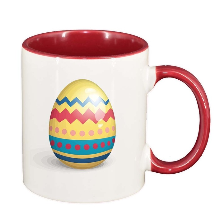 Cana "Easter, Bunny, Easter Egg", interior rosu, 330ml, D859