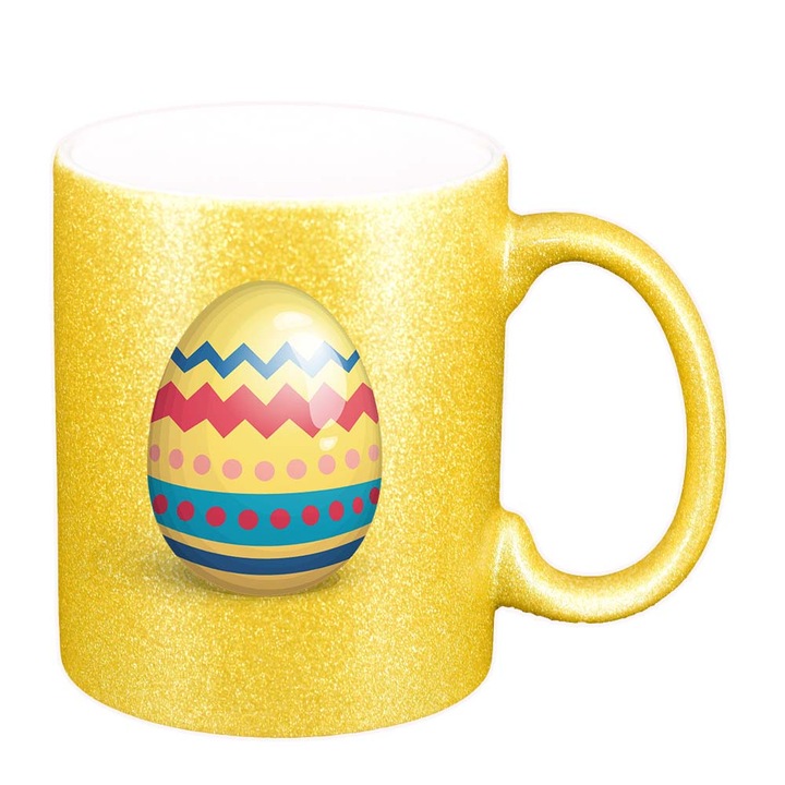 Cana "Easter, Bunny, Easter Egg", auriu sidefata glitter, 330ml, D859