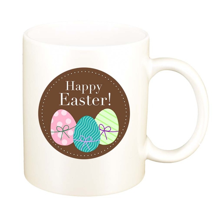 Bögre "Easter, Bunny, Easter Egg", gyöngyház fehér, 330 ml, D861