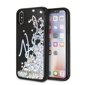 Husa iPhone X / XS Karl Lagerfeld Signature Liquid Glitter Sequins Husa iPhone X / XS Karl Lagerfeld Signature Liquid Glitter Sequins