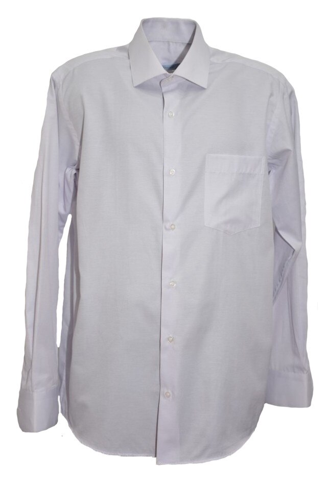 Camasa barbateasca cu maneca lunga, cu imprimeu discret, D&J Exclusive, Alb