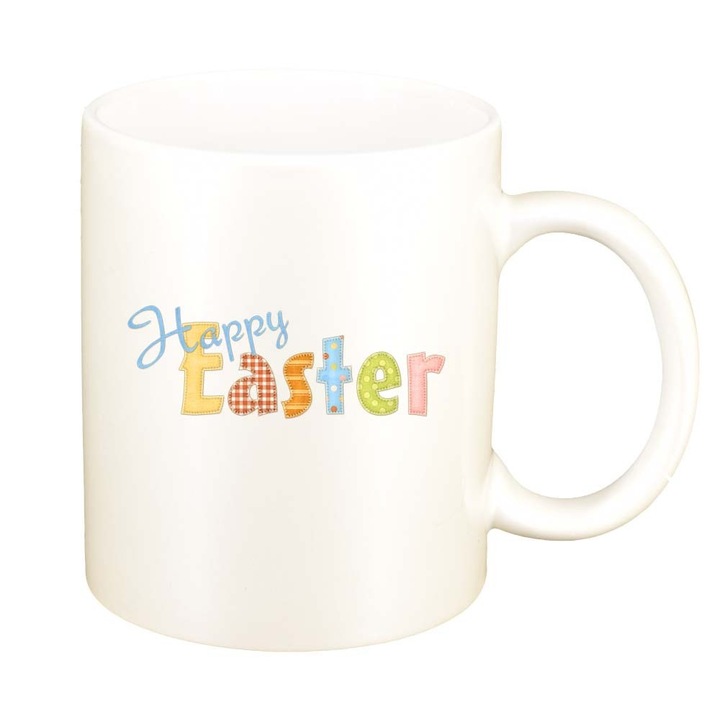 Cana "Easter, Bunny, Easter Egg", alb sidefata, 330ml, D865