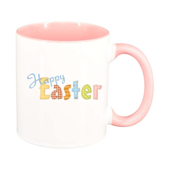 Cana "Easter, Bunny, Easter Egg", interior roz, 330ml, D865