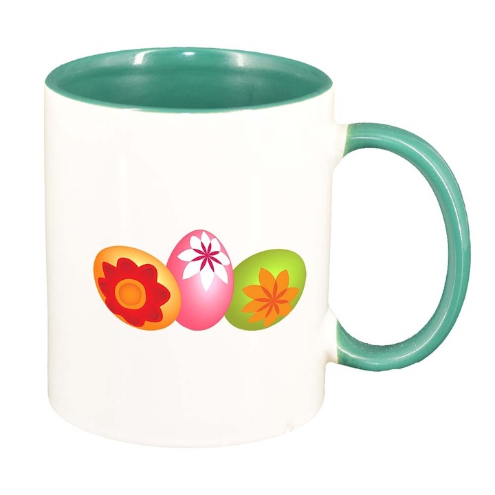 Cana "Easter, Bunny, Easter Egg", interior verde, 330ml, D867