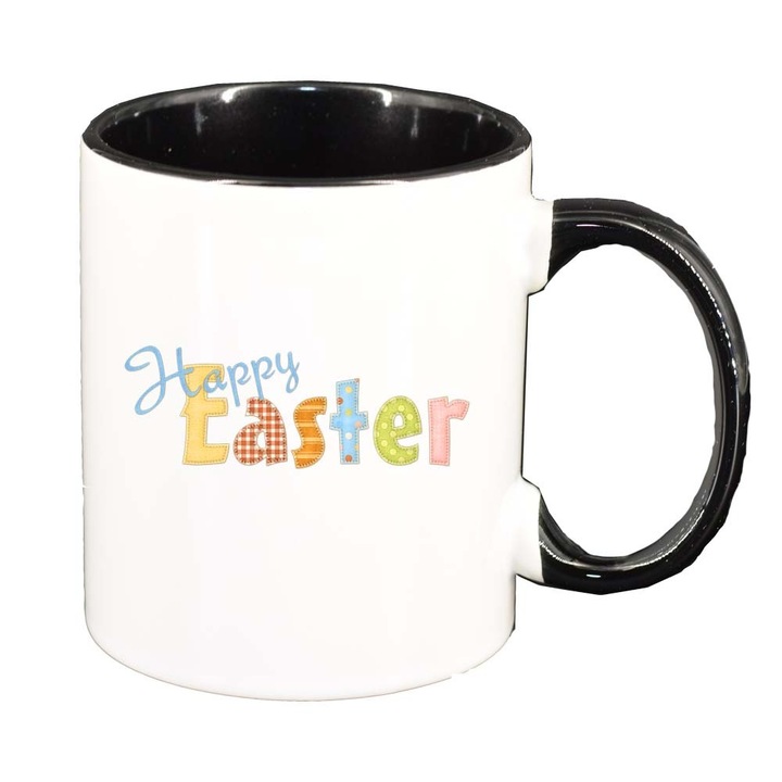 Cana "Easter, Bunny, Easter Egg", interior negru, 330ml, D865