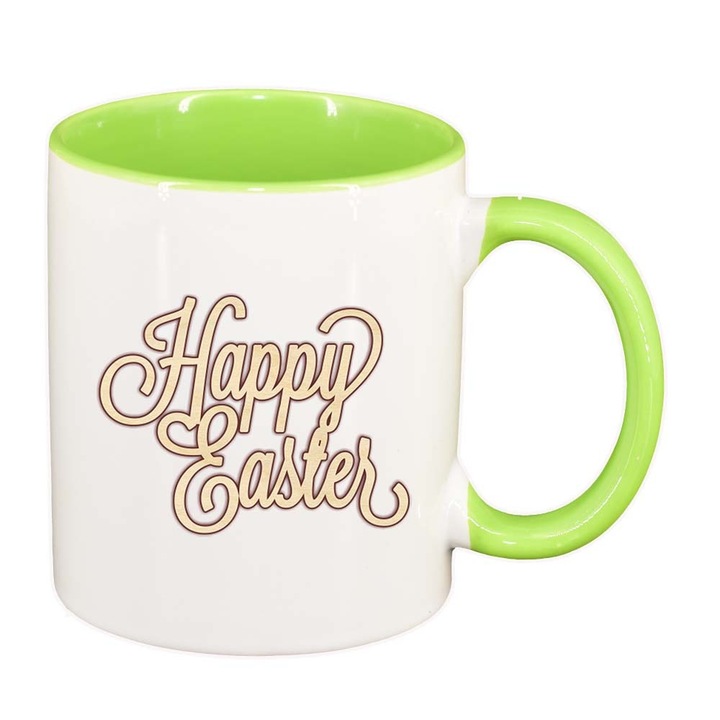 Cana "Easter, Bunny, Easter Egg", interior verde deschis, 330ml, D863