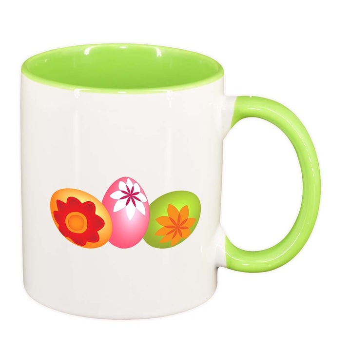 Cana "Easter, Bunny, Easter Egg", interior verde deschis, 330ml, D867