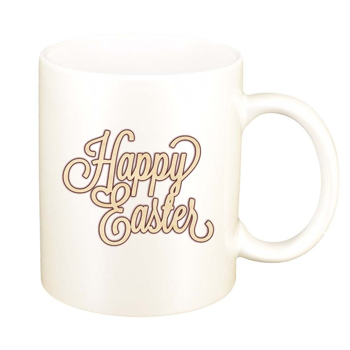 Чаша "Великден, зайче, великденско яйце", перлено бяла, 330 мл, D863