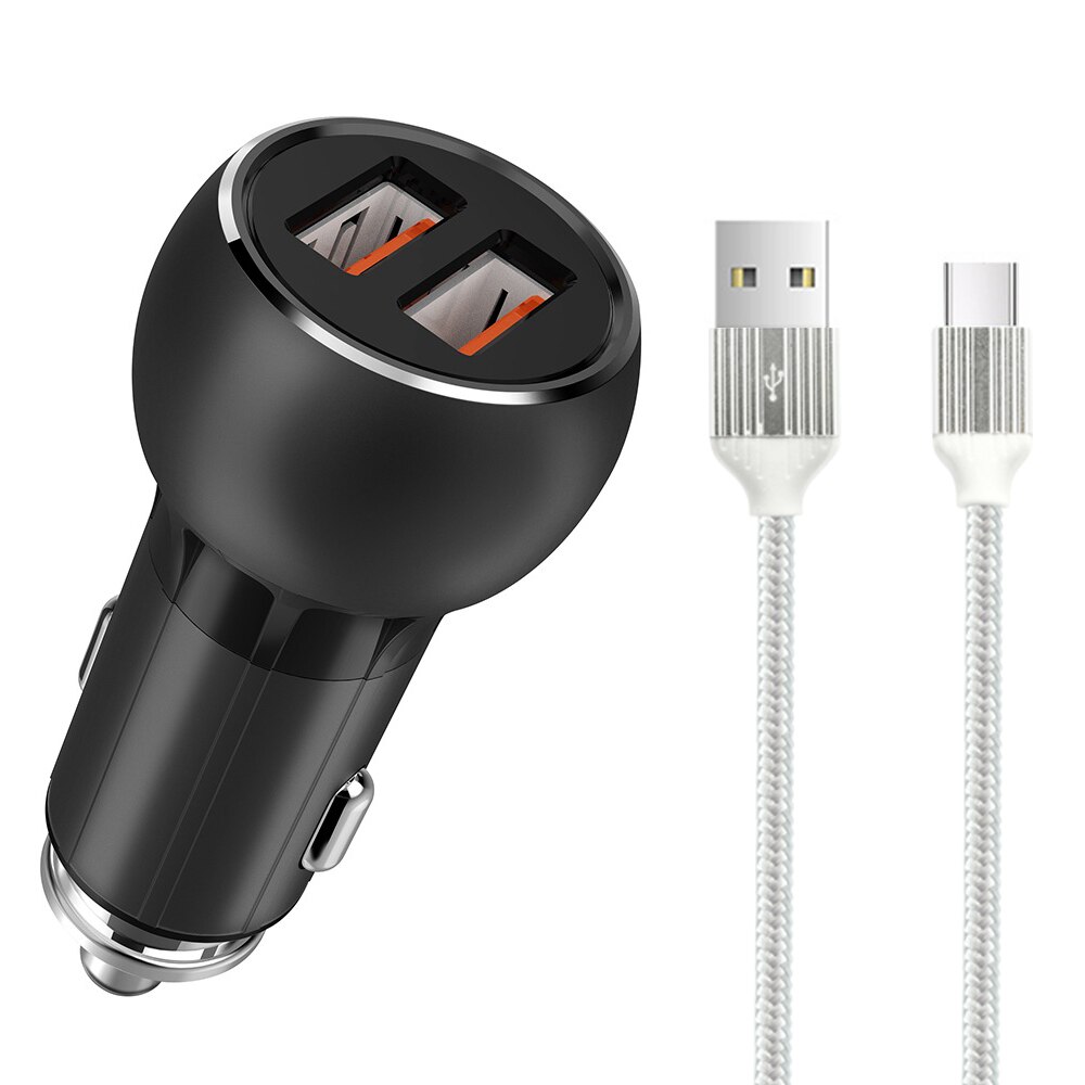 Incarcator auto LDNIO, Quick Charge 3.0, Dual USB, cu cablu USB - Type-C