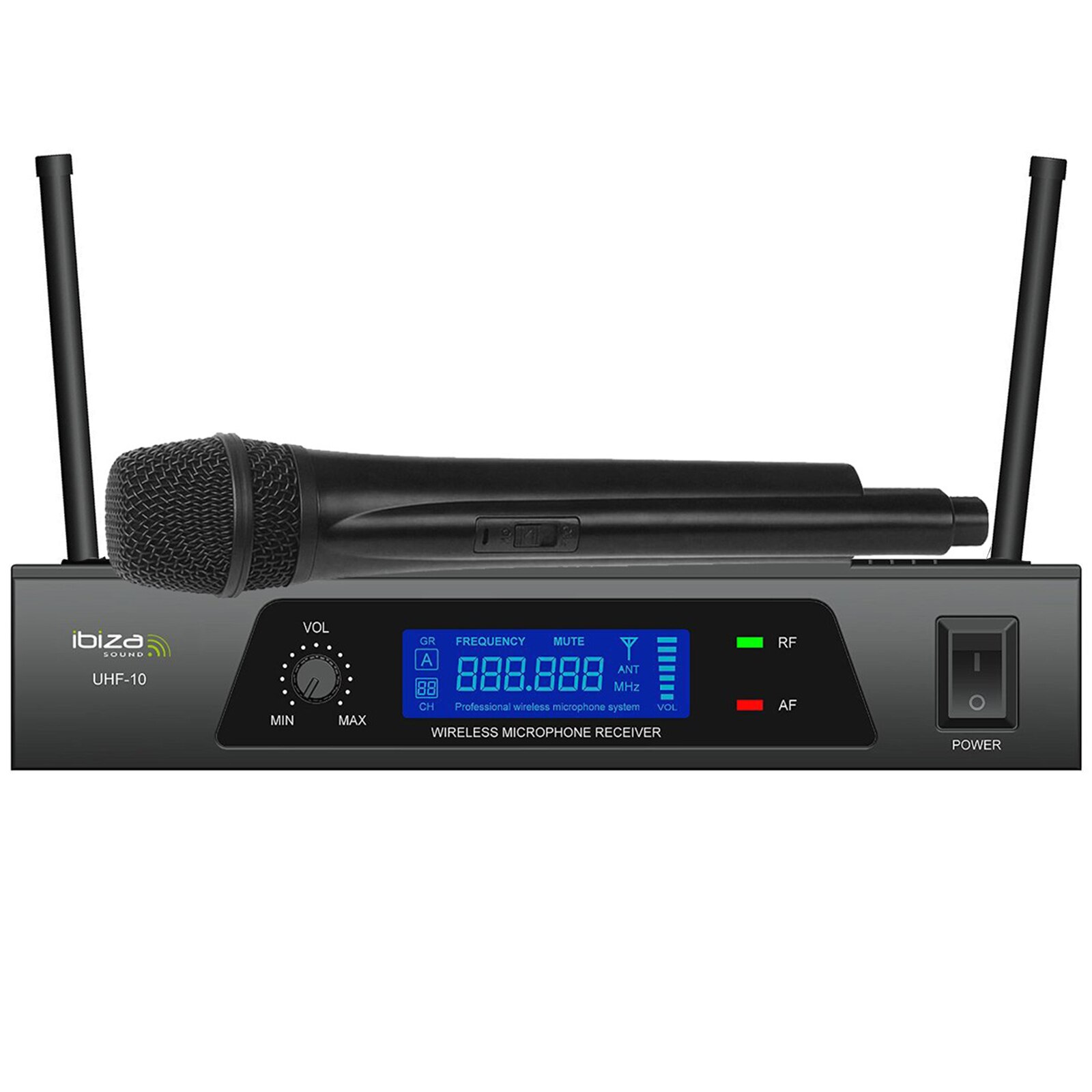 Microfon Wireless IBIZA F125 Cu receptor, UHF, Afisaj LCD, Negru