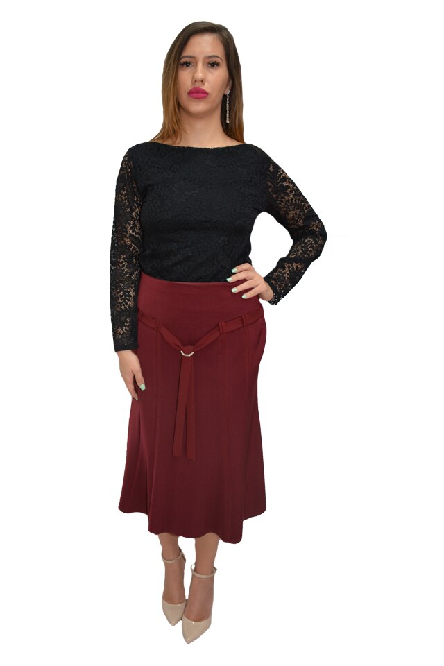 Fusta eleganta, croiala in clos, lejera, D&J Exclusive, Marsala