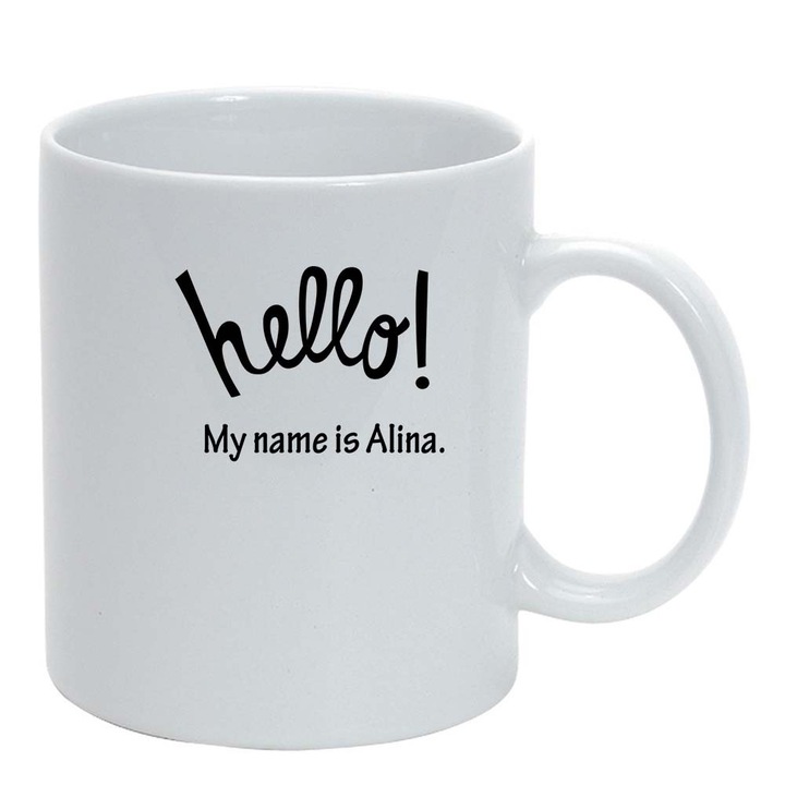 Cana "Hello! My name is...", alb, 330ml, D882