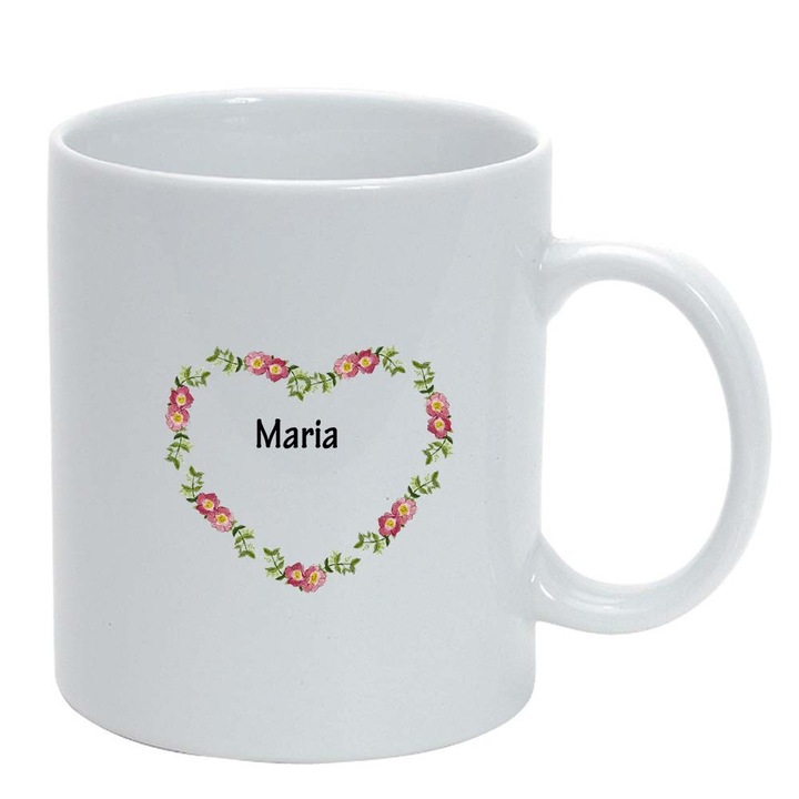 Чаша "Цветя с имена", бяла, 330 мл, D885