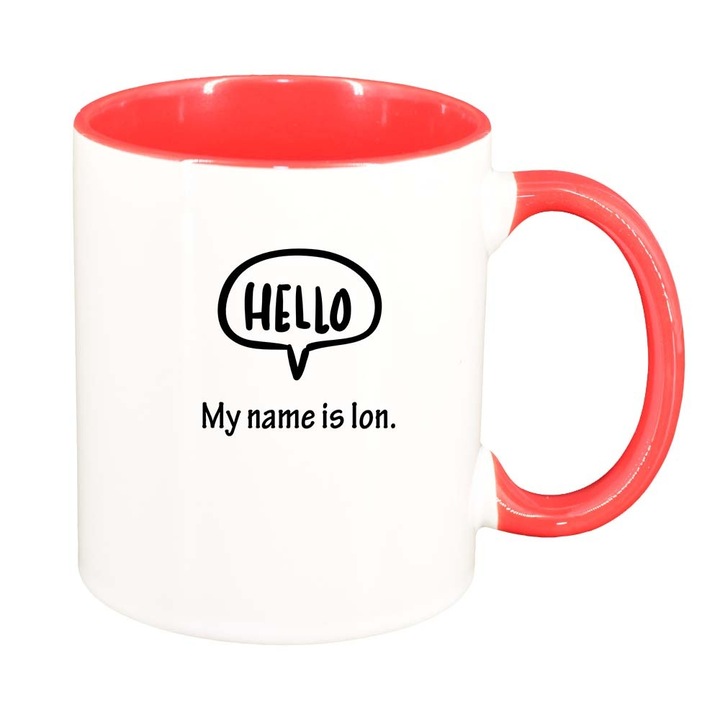 Cana "Hello! My name is...", interior rosu-inchis, 330ml, D883