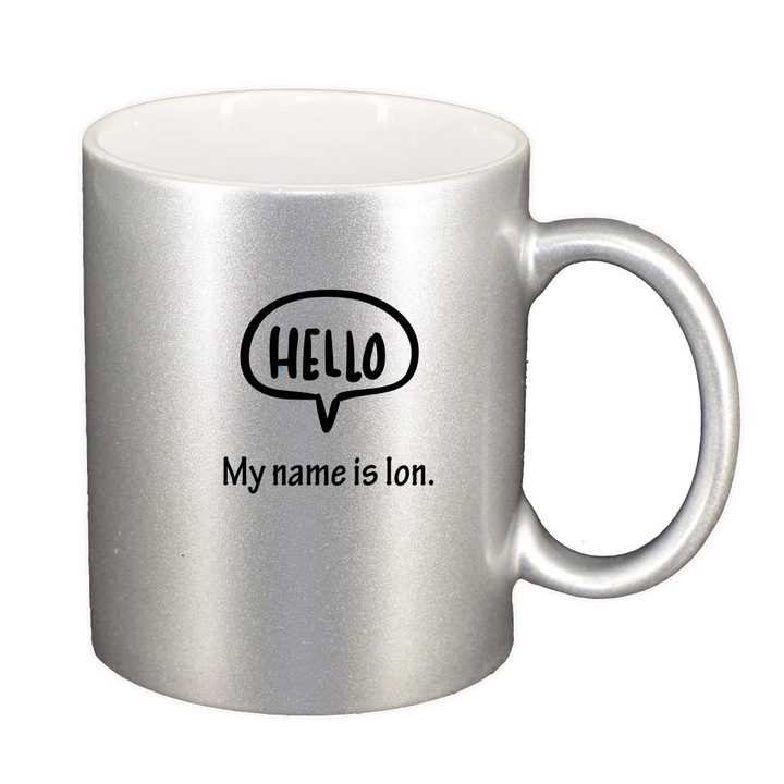 Cana "Hello! My name is...", argintiu sidefata, 330ml, D883