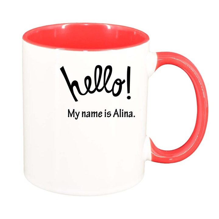 Cana "Hello! My name is...", interior rosu-inchis, 330ml, D882