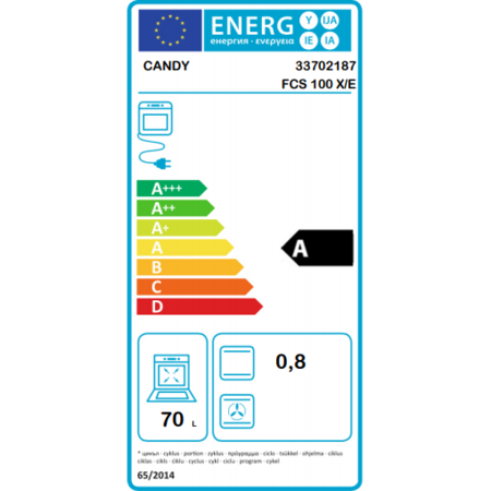 Cuptor incorporabil Candy FCS 100 X, Electric, 70 l, Grill, Clasa A, Inox