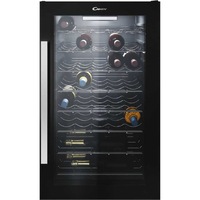 Vitrina de vinuri Candy CWC 154 EM, Capacitate 41 sticle, Iluminare LED, 7 rafturi cromate, 1 zona temperatura, Negru