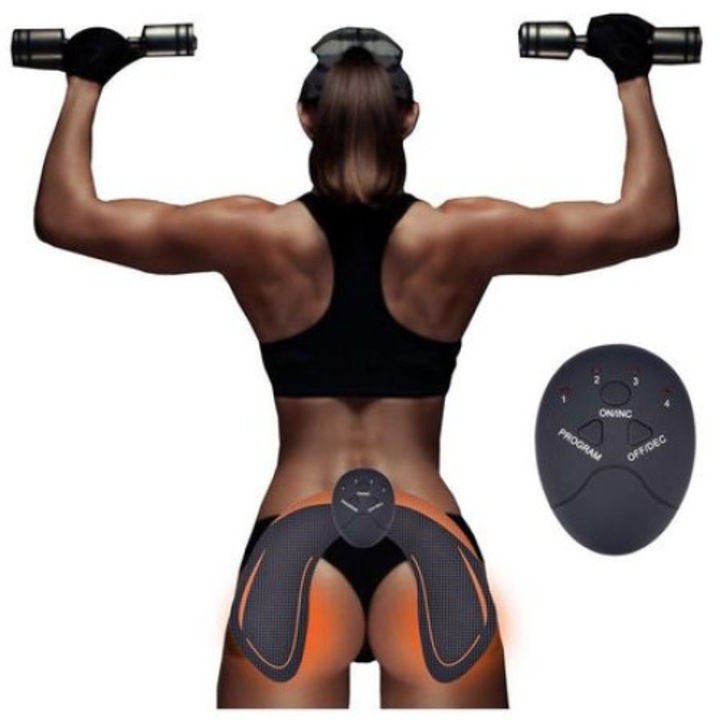 Aparat de tonifiere HipsTrainer pentru muschii fesieri, cu electrostimulare, negru