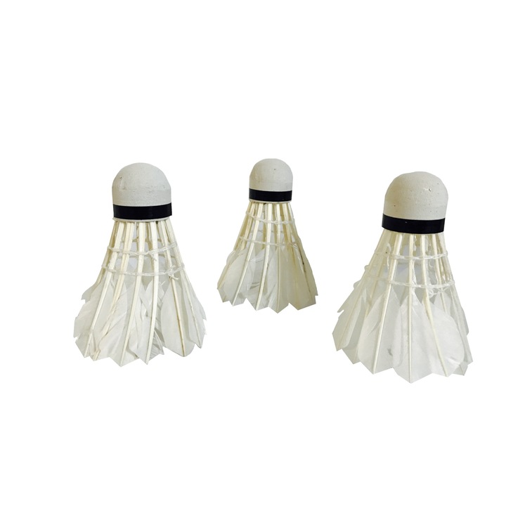 Set 3 fluturasi badminton Prime Esquire din pene naturale, in cutie