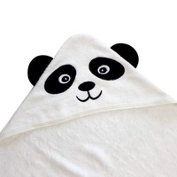 Prosop de Baie cu Gluga pentru Bebelusi, din Bambus 100%, Calitate Premium, FizioTab®Kids - Super Absorbant, Tip Halat, Moale si Pufos cu Capison pentru Copii, 90X90, pentru Fete si Baieti, Model Ursulet Panda Alb cu Negru