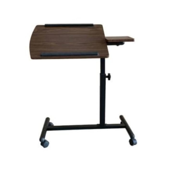 Ikoni gurulós laptop asztal, dönthető/állítható, dió - magasság: 55-79cm, asztallap méret: 68x38cm