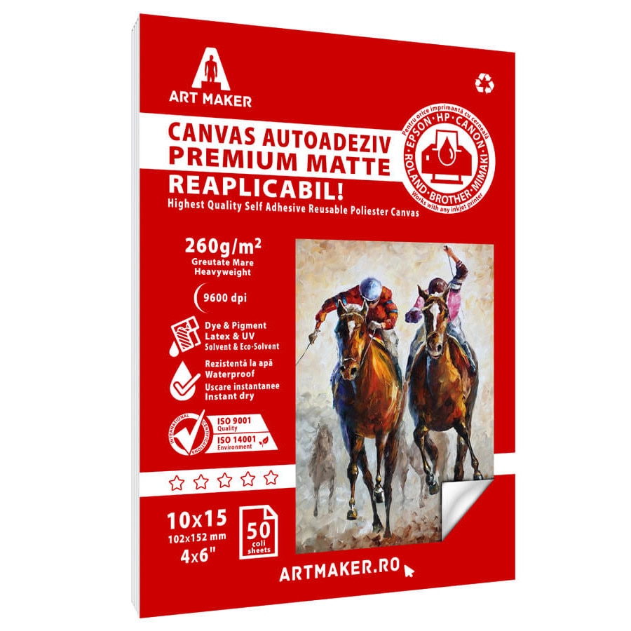 Canvas Autoadeziv, Premium mat, 260g/mp, 10x15 cm, 50 coli, WP