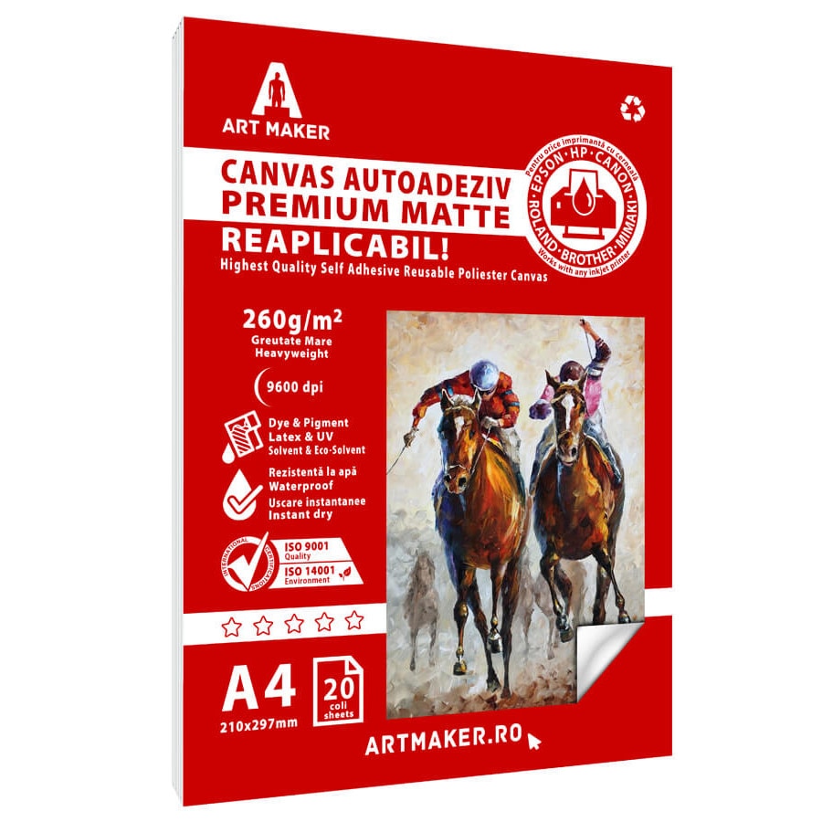 Canvas Autoadeziv, Premium mat, 260g/mp, A4, 20 coli, WP