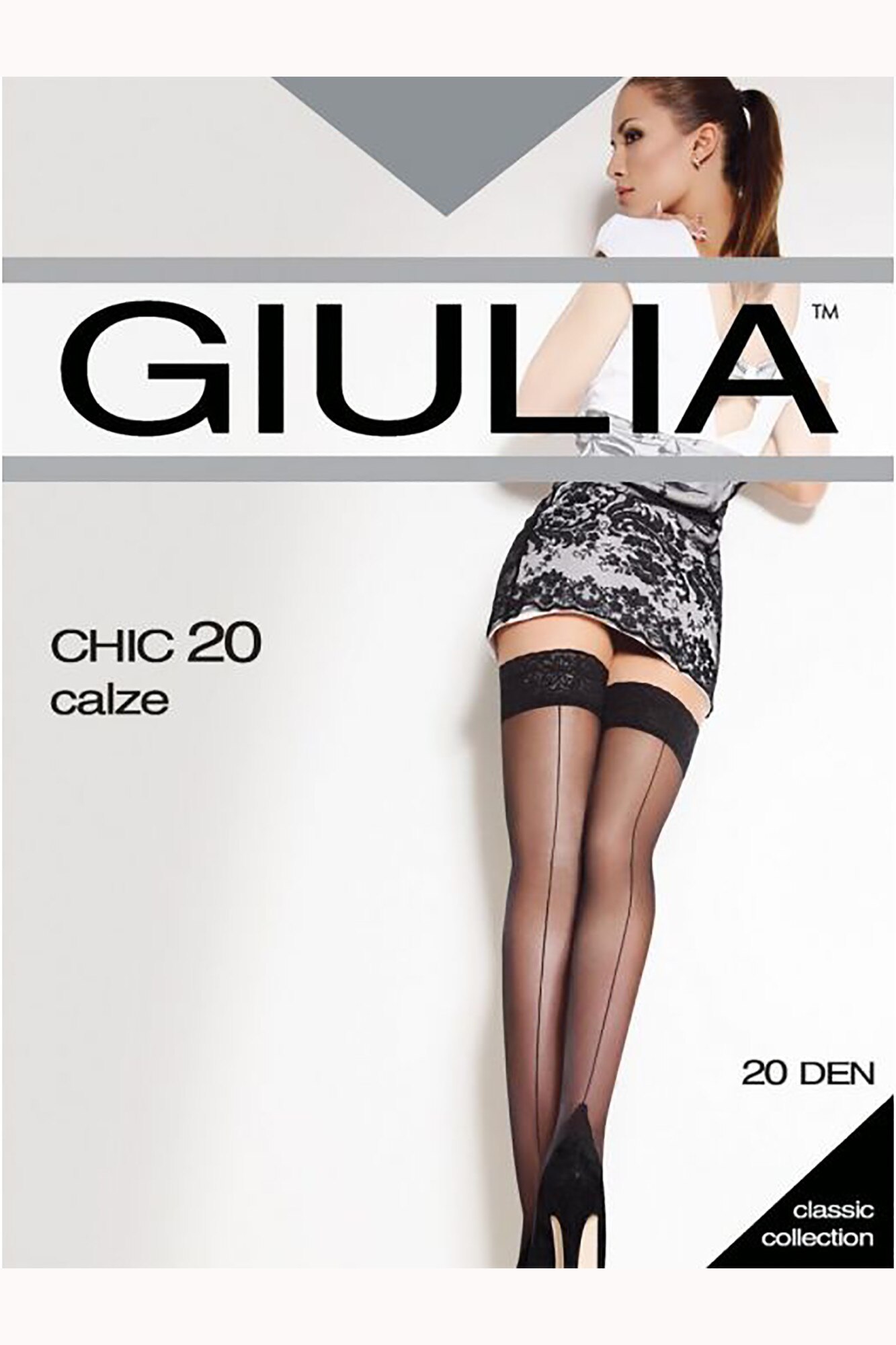 Dres 3/4 Giulia, Chich Calze, 20 den, Marime M/L, Negru, Negru