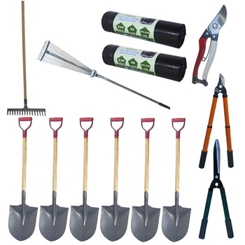Pachet - 6 x Cazma cu coada scurta + Foarfeca telescopica gard viu + Foarfeca telescopica crengi + Foarfeca de vie, Nr. 3 + Grebla cu coada, 16 dinti + Grebla metalica extensibila + 2 x Saci menajeri, 240L Pachet - 6 x Cazma cu coada scurta + Foarfeca telescopica gard viu + Foarfeca telescopica crengi + Foarfeca de vie, Nr. 3 + Grebla cu coada, 16 dinti + Grebla metalica extensibila + 2 x Saci menajeri, 240L