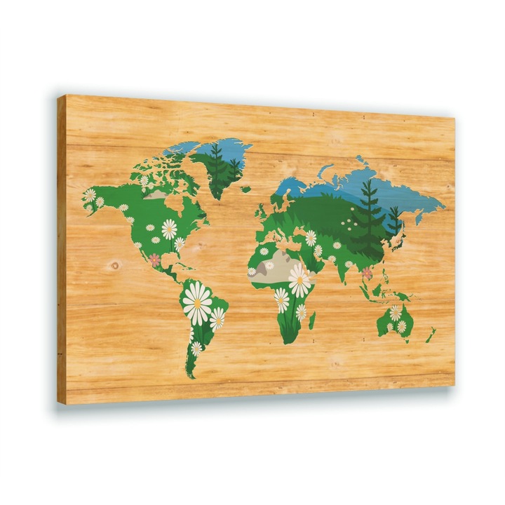 Картинка върху дърво Зелен свят, 30х20 см, Myroom Decor