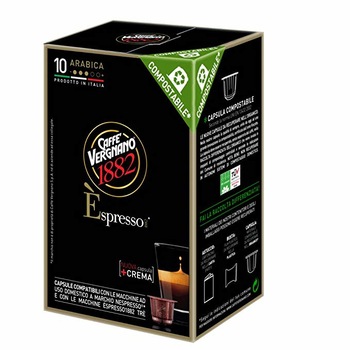 Capsule Vergnano - Espresso1882 - È Arabica - 10 Capsule Cafea - Compostabile / Biodegradabile - Nespresso Compatibile Capsule Vergnano - Espresso1882 - È Arabica - 10 Capsule Cafea - Compostabile / Biodegradabile - Nespresso Compatibile