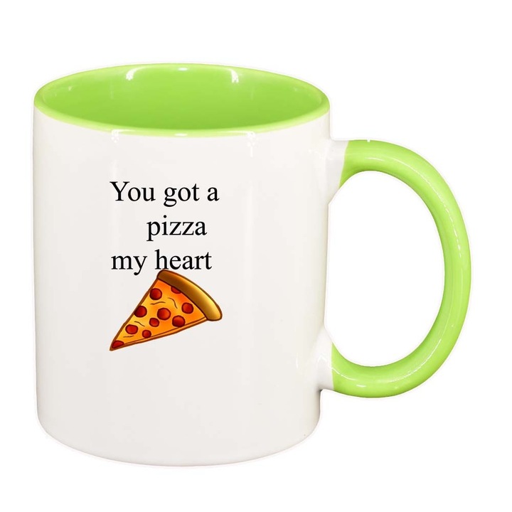 Чаша "Pizza lover", светлозелен интериор, 330мл, D925