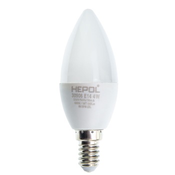 Bec LED HEPOL, forma lumanare, E14, 4W, 25000 ore, 4000K, lumina neutra Bec LED HEPOL, forma lumanare, E14, 4W, 25000 ore, 4000K, lumina neutra