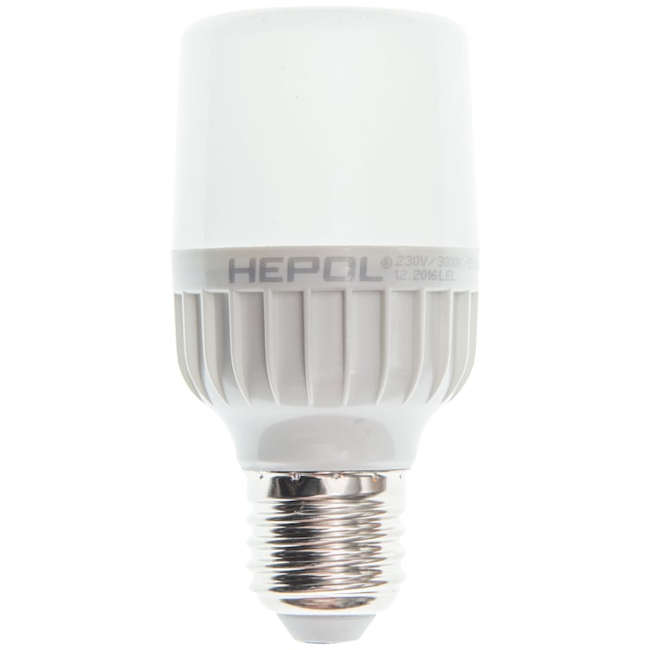 Bec LED T50 HEPOL, forma tubulara, E27, 6W, 25000 ore, lumina calda