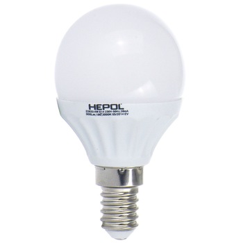 Bec LED HEPOL, forma glob, E14, 4W, 25000 ore, lumina calda Bec LED HEPOL, forma glob, E14, 4W, 25000 ore, lumina calda