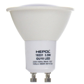Bec LED HEPOL, forma spot, GU10, 3.5W, 25000 ore, lumina calda Bec LED HEPOL, forma spot, GU10, 3.5W, 25000 ore, lumina calda