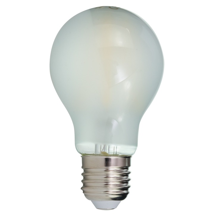 Bec LED filament HEPOL, forma A60, mat, E27, 8W, 25000 ore, 4000K, lumina neutra