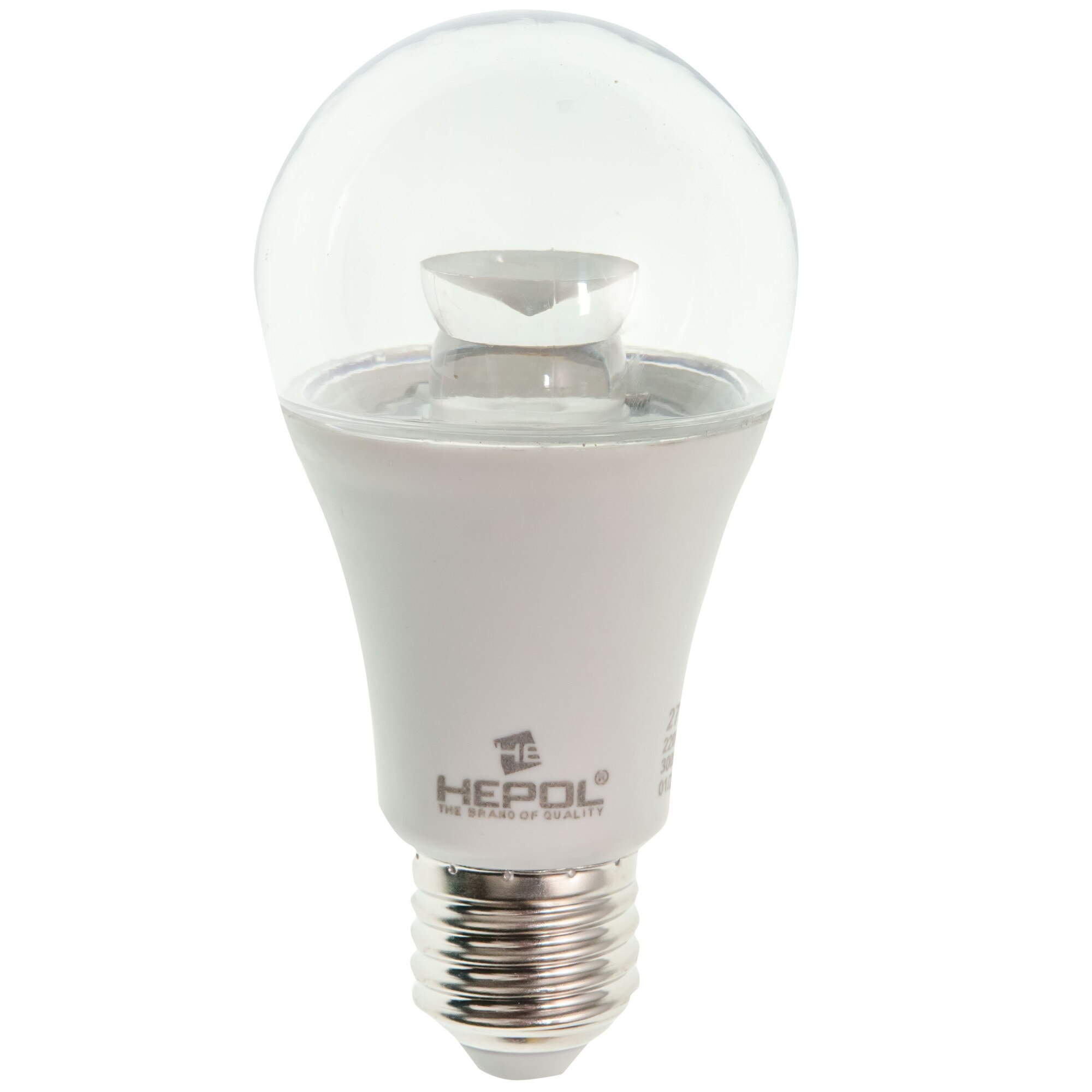 Bec LED HEPOL, forma A60, transparent, E27, 9W, 25000 ore, lumina calda