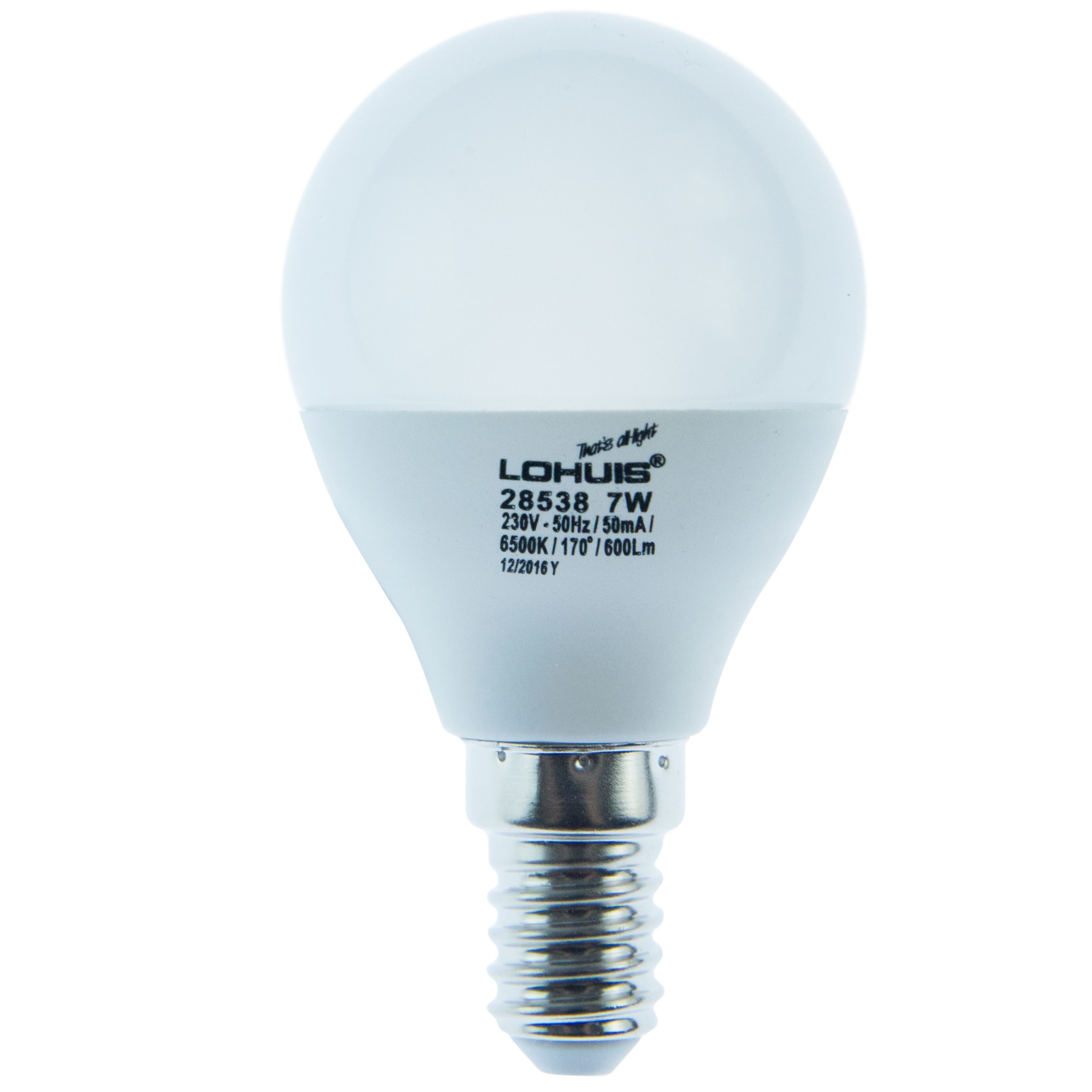 Bec LED ECOLINE LOHUIS, forma glob, E14, 7W, 20000 ore, lumina rece