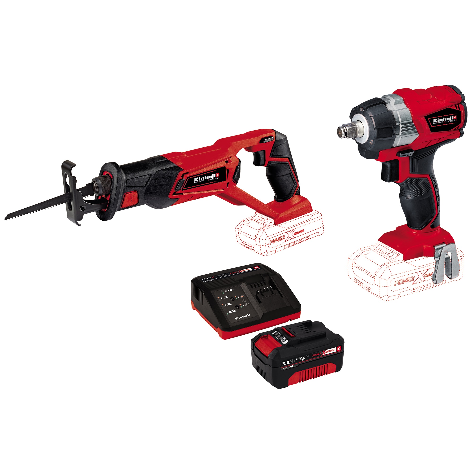 Pack EINHELL 18V Power X-Change - Scie sabre universelle - TE-AP