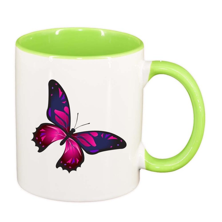 Cana "Butterfly", interior verde deschis, 330ml, D959