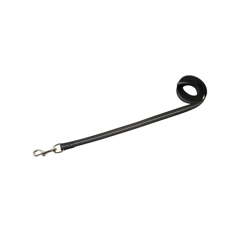 Lesa Herm. Sprenger din nailon pentru dresaj cu insertie cauciucata cu maner Lungime 120 cm, Culoarea Negru