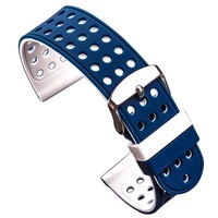 Curea silicon cu doua fete compatibila cu Suunto TRAVERSE, 24mm, Albastru/Alb