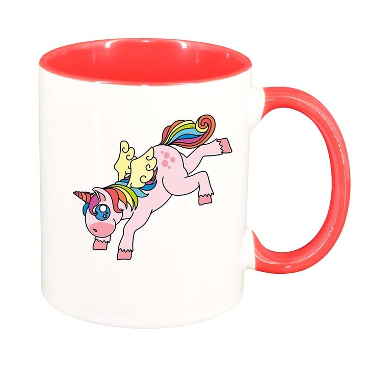 Cana "Unicorn", interior rosu-inchis, 330ml, D971