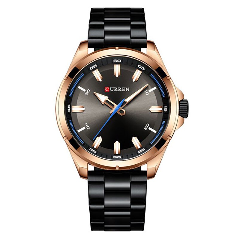 Ceas Unisex Quartz Curren Casual Elegant Negru-rose, CP9568NRE, curea din metal (zale), afisaj analog