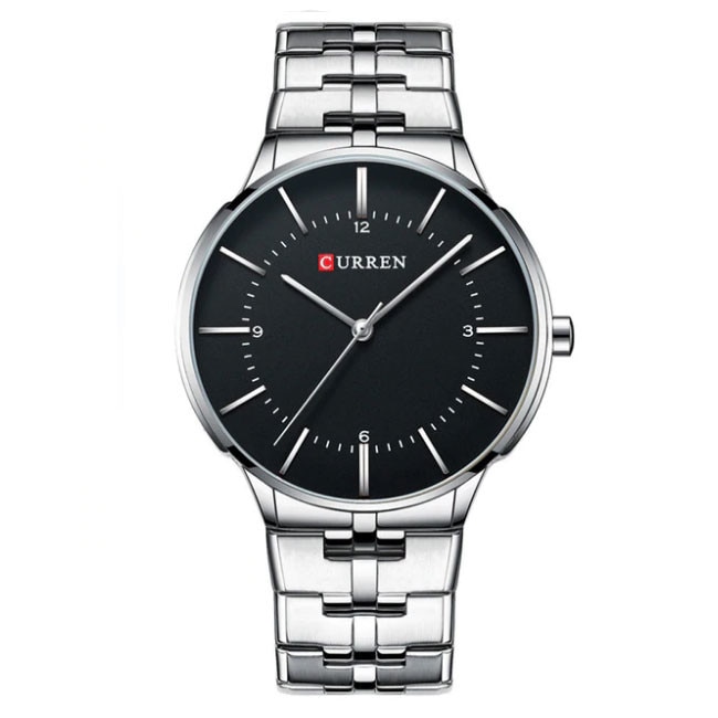 Ceas Unisex Quartz Curren Casual Elegant Silver-negru, CP9566SNU, curea din metal (zale), afisaj analog