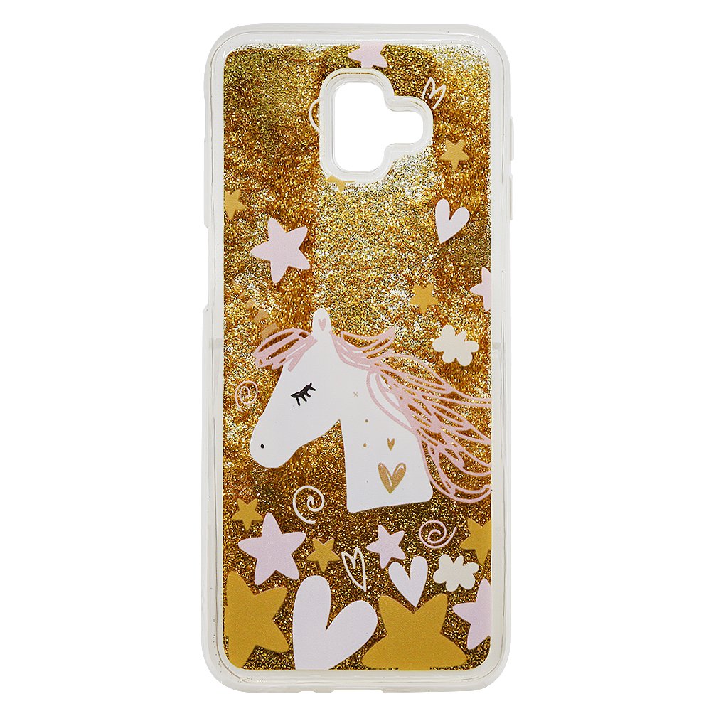 Carcasa Lemontti Liquid Sand pentru Samsung Galaxy J6 Plus, Unicorn Glitter