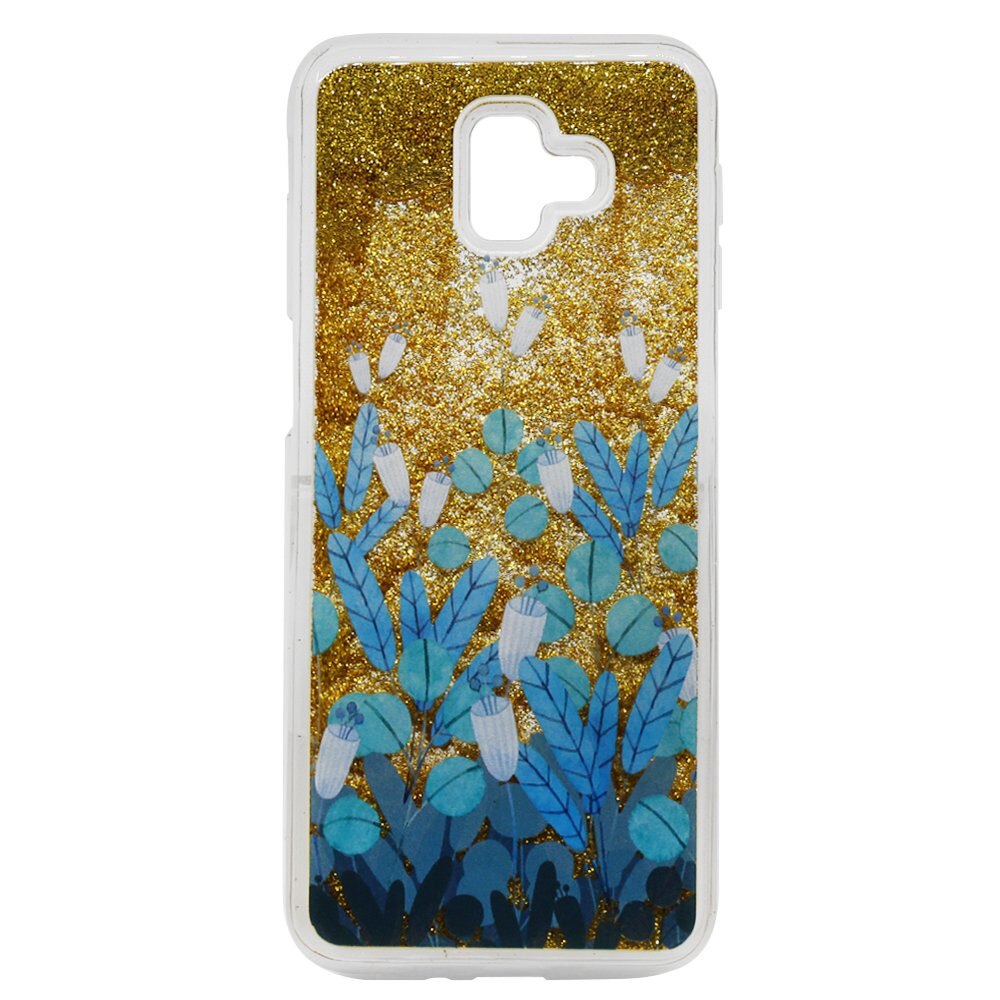 Carcasa Lemontti Liquid Sand pentru Samsung Galaxy J6 Plus, Blue Flowers
