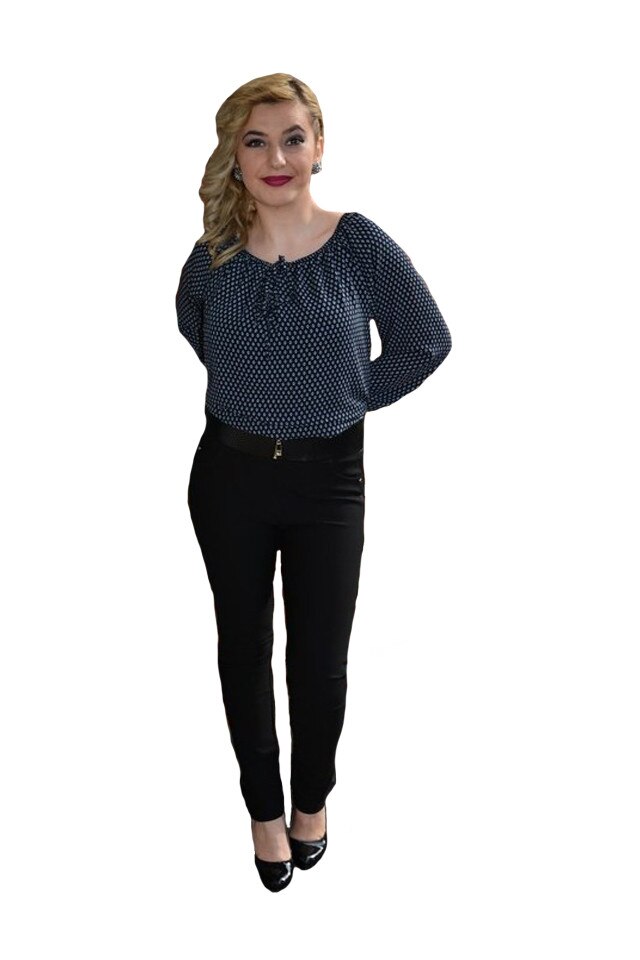 Pantalon dama, model lung, cambrat pe picior, D&J Exclusive, Negru